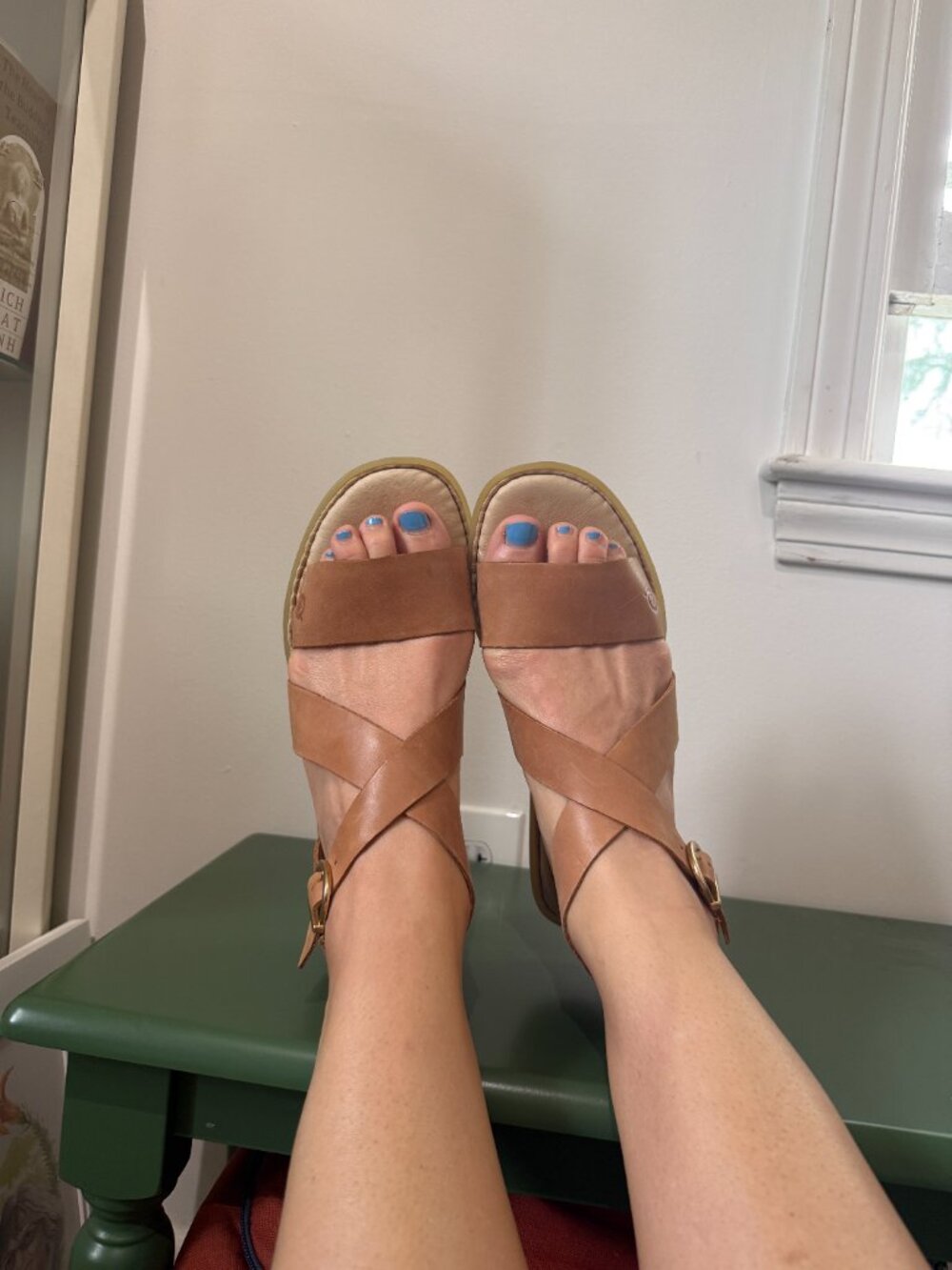 NWOT BORN Criss-Cross Leather Sandal, Size 11 - Picture 2 of 5